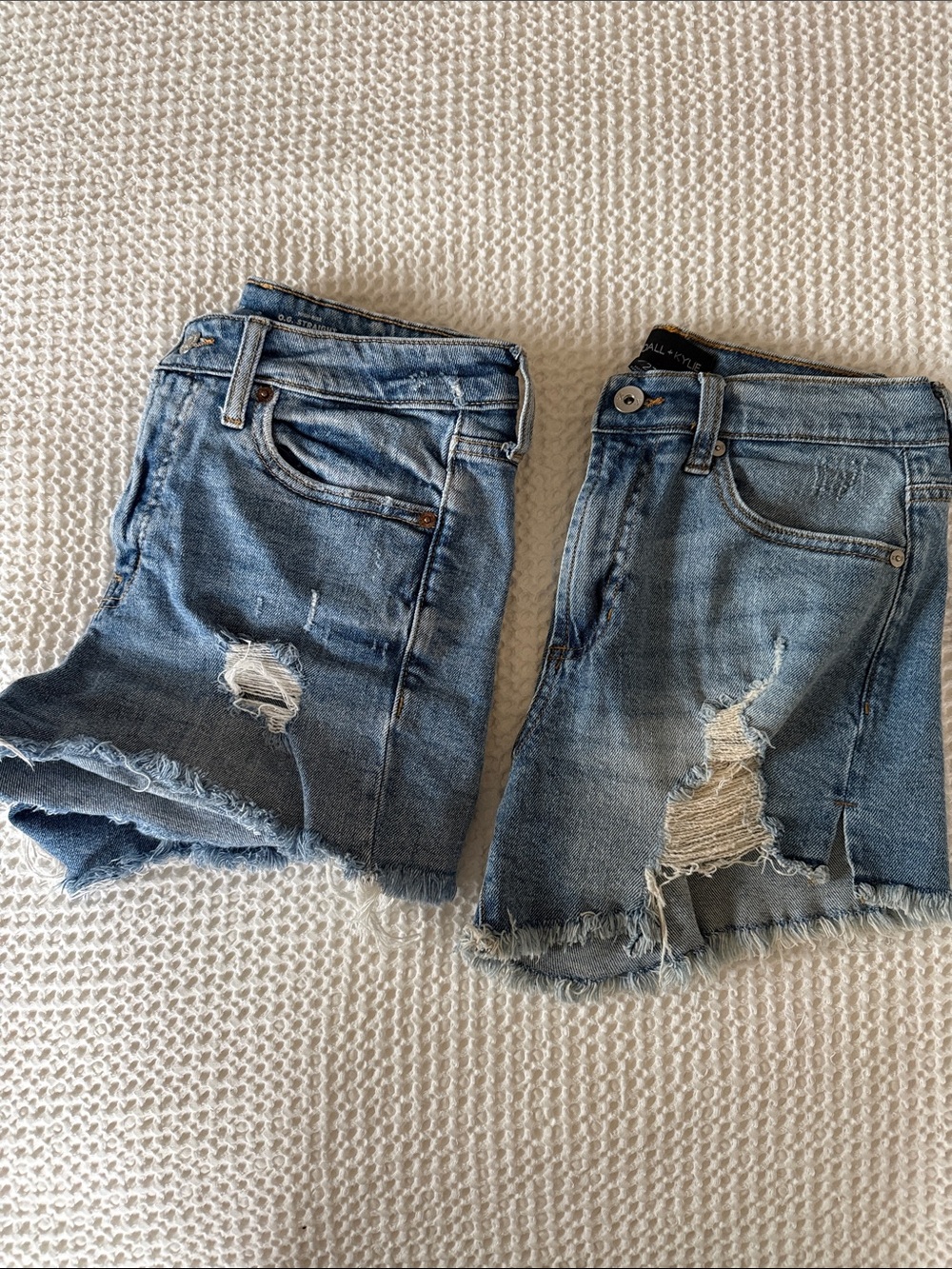 2 pairs - Distressed Blue Denim Women's Shorts - Casual Summer Cutoffs